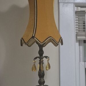 Vintage Gold Table Lamp with Yellow Shade